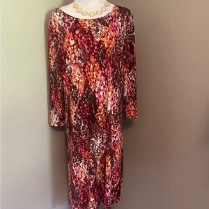 Effortless Style Dress By CitiKnits Sz M Elegant Multicolor Long Sleeve